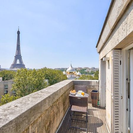 Designed Studio With Ac-Terrasse Vue Tour Eiffel Parigi Esterno foto