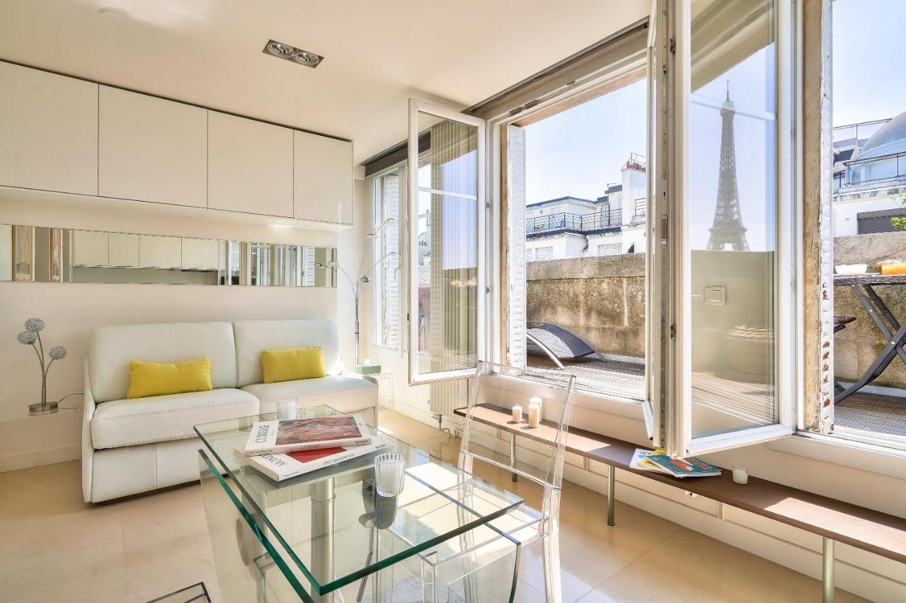 Designed Studio With Ac-Terrasse Vue Tour Eiffel Parigi Esterno foto